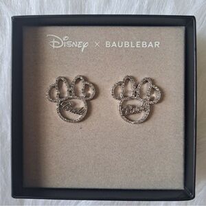 NIB Disney × Baublebar‎ BRIDE Minnie Mouse Rhinestone Silver Color Earrings